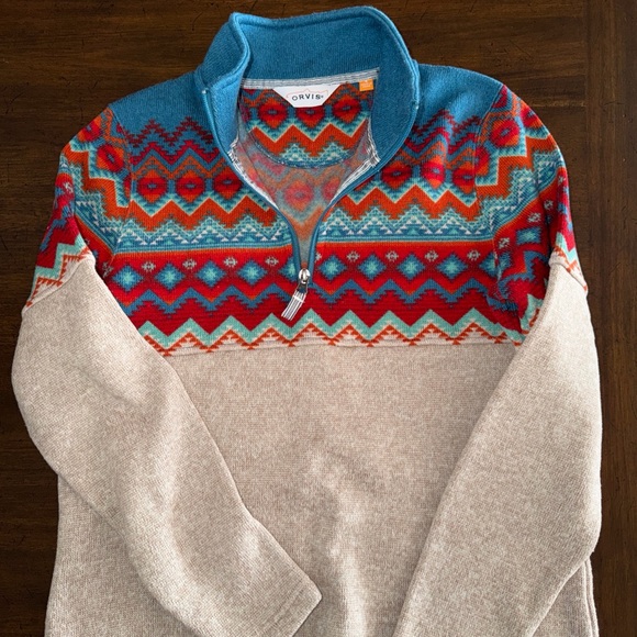 Orvis Sweaters - Orvis Fleece Quarter 1/4 Zip Pullover Sweater Aztec Southwest Womens  Small